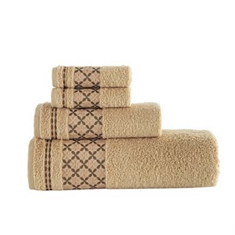 Textile Plaid Turkish Cotton Bath Towels (Set of 4)