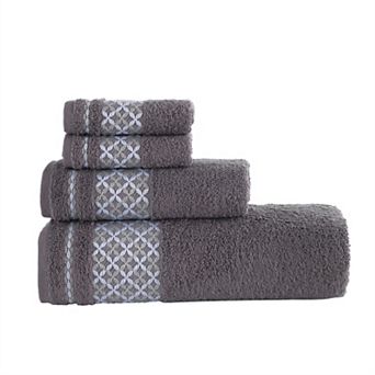 Textile Plaid Turkish Cotton Bath Towels (Set of 4)