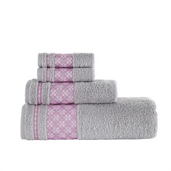 Textile Plaid Turkish Cotton Bath Towels (Set of 4)