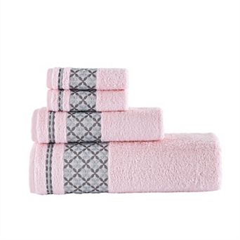 Textile Plaid Turkish Cotton Bath Towels (Set of 4)