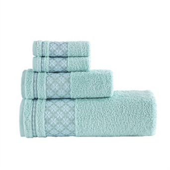 Textile Plaid Turkish Cotton Bath Towels (Set of 4)