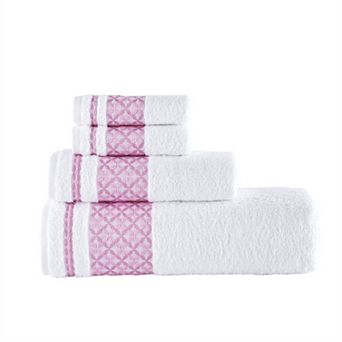 Textile Plaid Turkish Cotton Bath Towels (Set of 4)