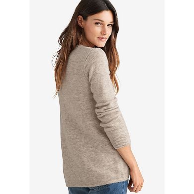 ellos Women's Plus Size Button Trim Pullover Sweater