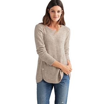 ellos Plus Size Button Trim Pullover Sweater