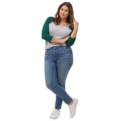 ellos Plus Size Colorblock 3/4 Sleeve Tee