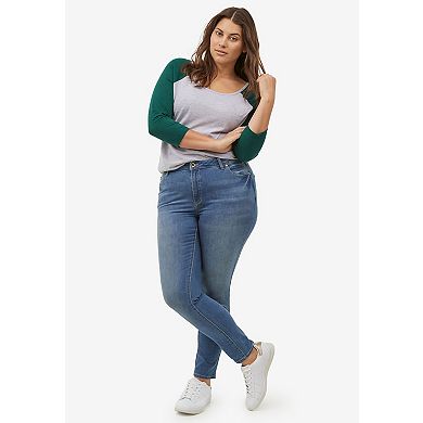 ellos Plus Size Colorblock 3/4 Sleeve Tee
