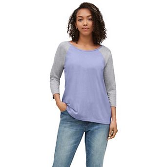 ellos Plus Size Colorblock 3/4 Sleeve Tee