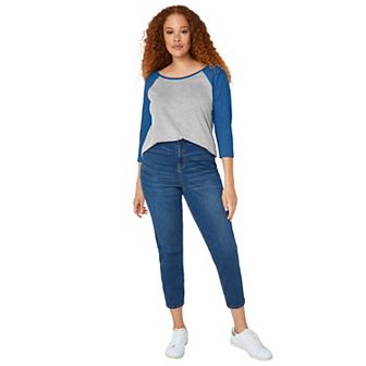 ellos Plus Size Colorblock 3/4 Sleeve Tee