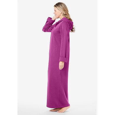 Dreams & Co. Plus Size Petite Long Hooded Fleece Sweatshirt Robe