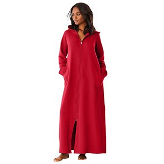 Dreams & Co. Plus Size Petite Long Hooded Fleece Sweatshirt Robe