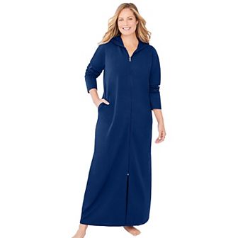 Dreams & Co. Plus Size Petite Long Hooded Fleece Sweatshirt Robe