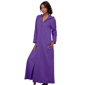Dreams & Co. Plus Size Petite Long Hooded Fleece Sweatshirt Robe