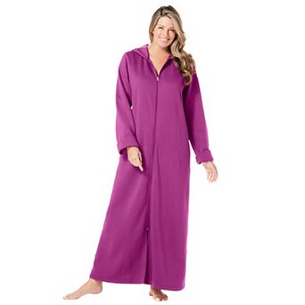 Dreams & Co. Plus Size Petite Long Hooded Fleece Sweatshirt Robe