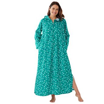 Dreams & Co. Plus Size Petite Long Hooded Fleece Sweatshirt Robe
