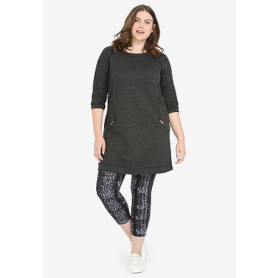ellos Plus Size French Terry Zip Pocket Tunic