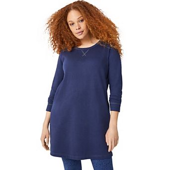 ellos Women's Plus Size French Terry Tunic Dress