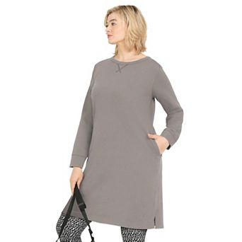 ellos Women's Plus Size French Terry Tunic Dress