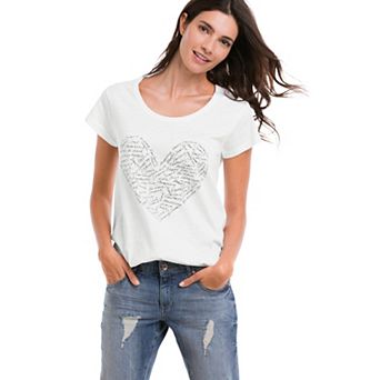 ellos Plus Size Graphic Scoop Neck Tee
