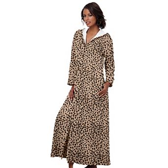 Dreams & Co. Plus Size Petite Long Hooded Fleece Sweatshirt Robe