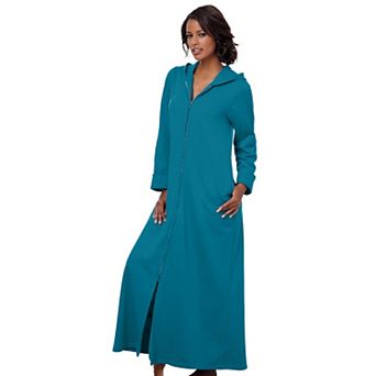 Dreams & Co. Plus Size Long Hooded Fleece Sweatshirt Robe