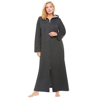 Dreams & Co. Plus Size Long Hooded Fleece Sweatshirt Robe