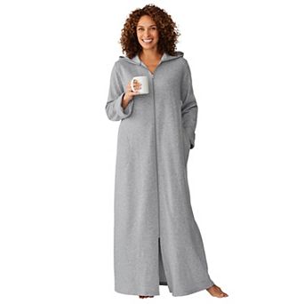 Dreams & Co. Plus Size Long Hooded Fleece Sweatshirt Robe