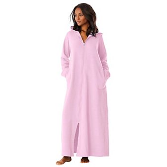 Dreams & Co. Plus Size Long Hooded Fleece Sweatshirt Robe