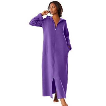 Dreams & Co. Plus Size Long Hooded Fleece Sweatshirt Robe