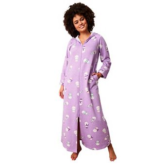Dreams & Co. Plus Size Long Hooded Fleece Sweatshirt Robe