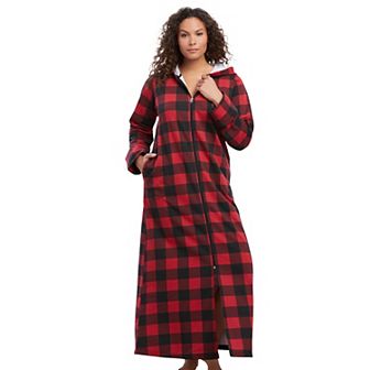 Dreams & Co. Plus Size Long Hooded Fleece Sweatshirt Robe