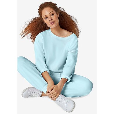ellos Plus Size Boxy Fleece Sweatshirt