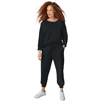 ellos Plus Size Boxy Fleece Sweatshirt