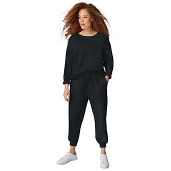 ellos Plus Size Boxy Fleece Sweatshirt
