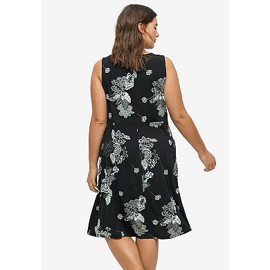 ellos Plus Size Sleeveless Knit Fit And Flare Knit Dress