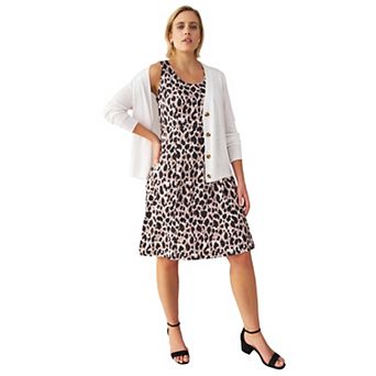 ellos Plus Size Sleeveless Knit Fit And Flare Knit Dress