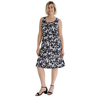 Ellos Plus Size Stretch Jersey Knit Sleeveless Scoop Neck Fit And Flare Dress