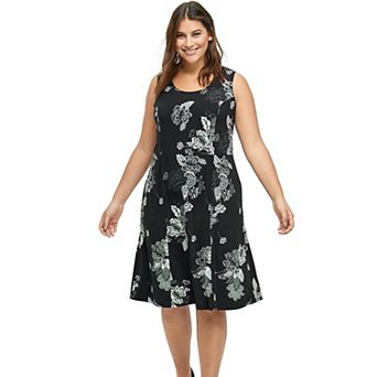 ellos Plus Size Sleeveless Knit Fit And Flare Knit Dress