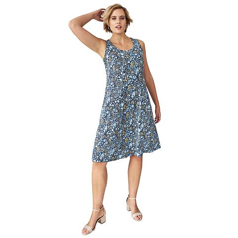 Женские платья Ellos Plus Size Stretch Jersey Knit Sleeveless Scoop Neck Fit And Flare Dress