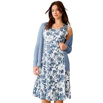 Ellos Plus Size Stretch Jersey Knit Sleeveless Scoop Neck Fit And Flare Dress