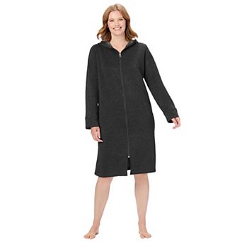 Dreams & Co. Plus Size Short Hooded Sweatshirt Robe