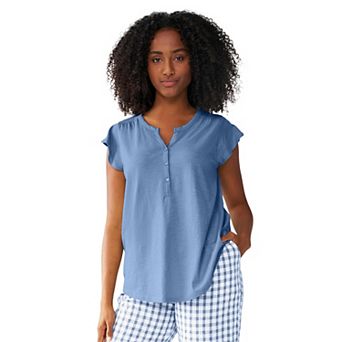 Ellos Plus Size Cap Sleeve Henley Tee