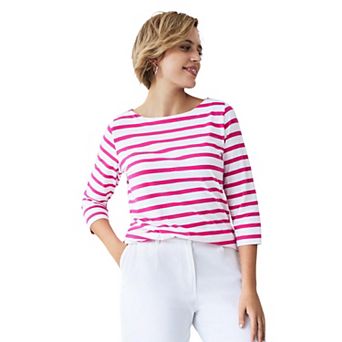 ellos Plus Size Stretch Knit Scoop Neck 3/4 Sleeve Top