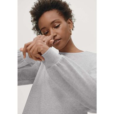 ellos Plus Size French Terry Blouson Sleeve Sweatshirt Tunic Dress