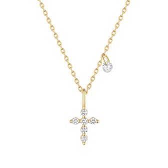 Taylor Grace 14k Gold Plated Cubic Zirconia Cross Pendant Necklace