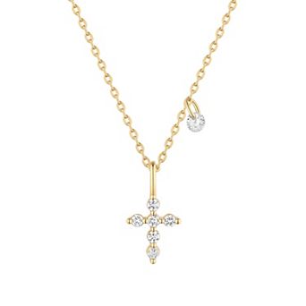 Taylor Grace 14k Gold Plated Cubic Zirconia Cross Pendant Necklace