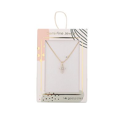 Taylor Grace 14k Gold Plated Cubic Zirconia Cross Pendant Necklace