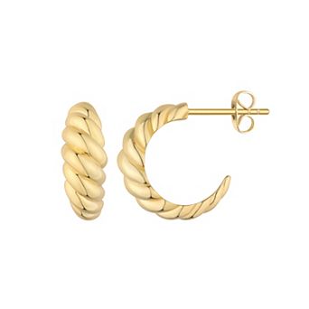 Taylor Grace 14k Gold Plated Tapered Shrimp Post Hoop Earrings