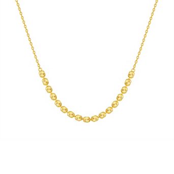 Taylor Grace 14k Gold Plated Diamond Cut Bead Necklace