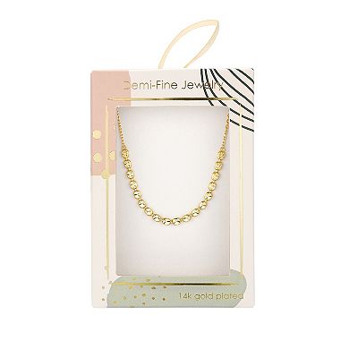Taylor Grace 14k Gold Plated Diamond Cut Bead Necklace