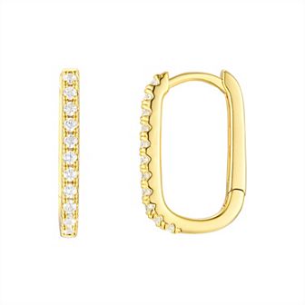 Taylor Grace 14k Gold Plated Cubic Zirconia Oval Hoop Earrings